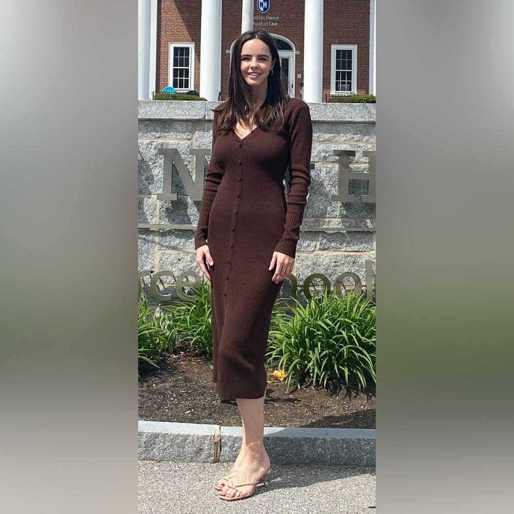 Stelen button down midi dress in brown